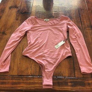 NWT Faded Rose Long Sleeve Thong Bodysuit